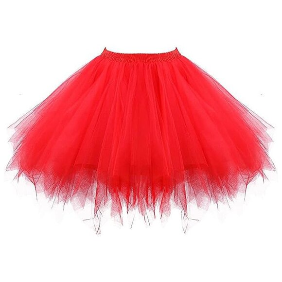 Women's Short Vintage Ballet Skirt Red - Picture 1 of 5